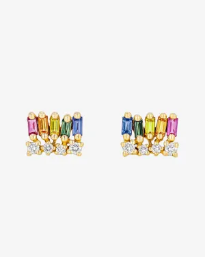 Short Stack Rainbow Sapphire Studs