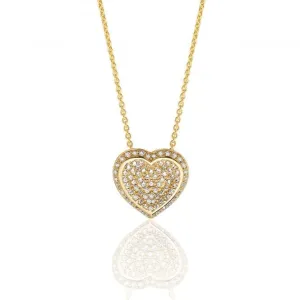 Silver & Co Heart Pendant with Yellow Gold Heart Pave Design - SPG0052Y