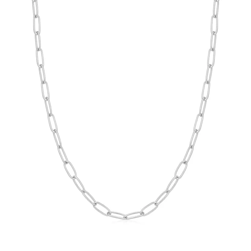 Silver Link Charm Chain Necklace