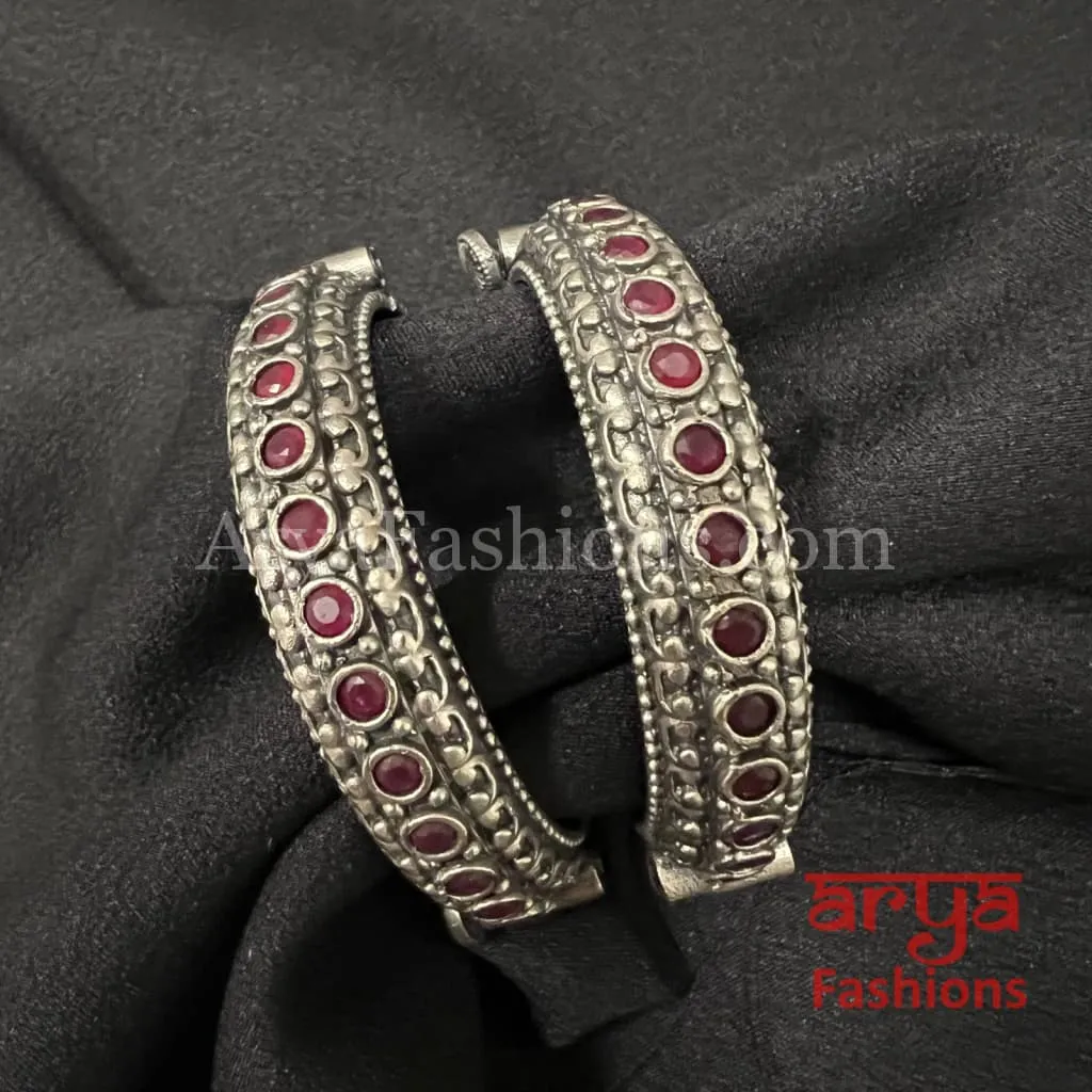 Silver Oxidized Bracelet Gokhroo Bangles