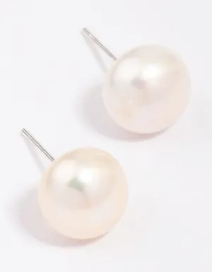 Silver Plated Classic Freshwater Pearl Stud Earrings