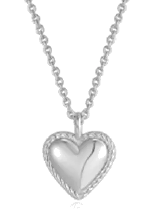 Silver Rope Heart Pendant Necklace