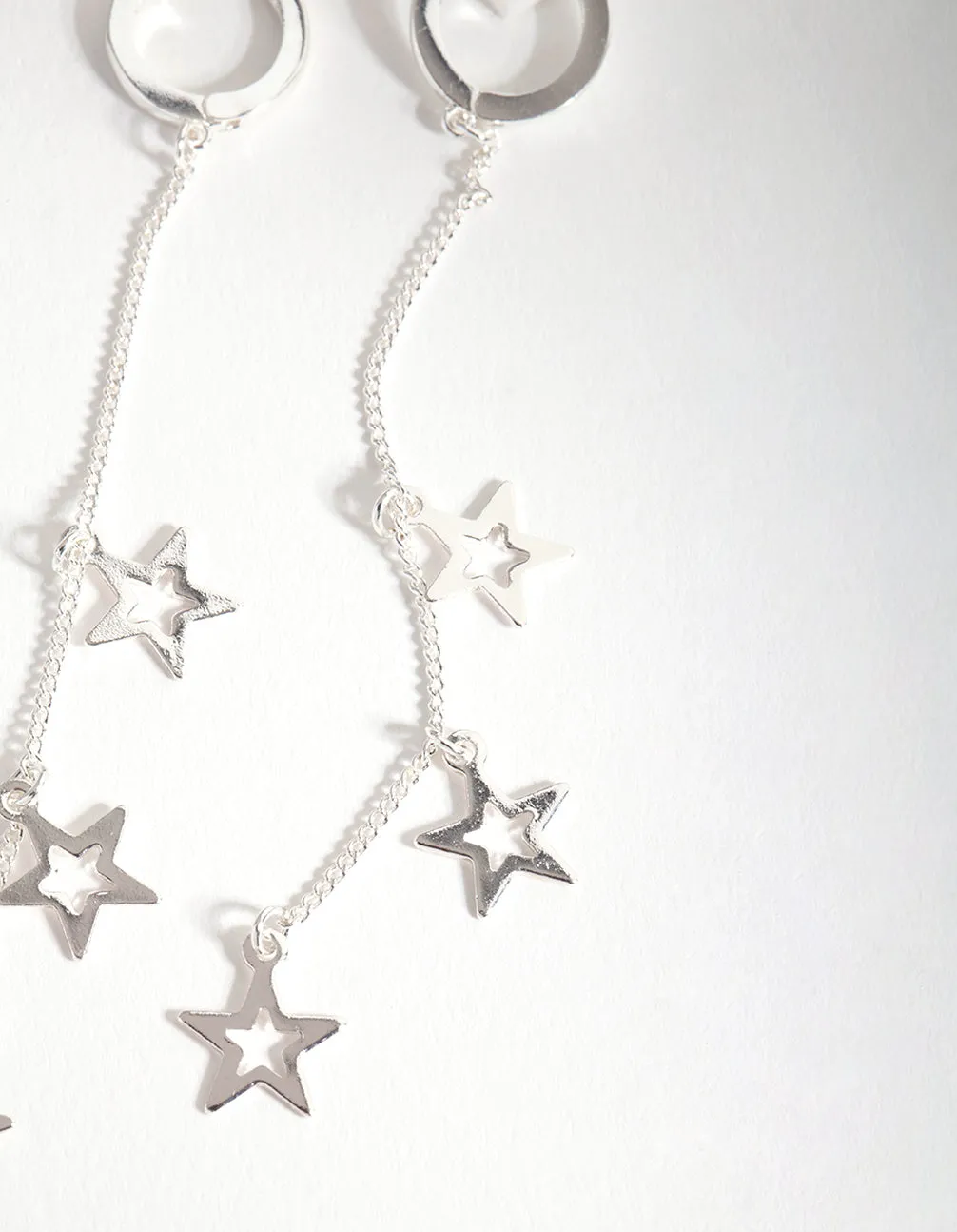 Silver Star Chain Earrings