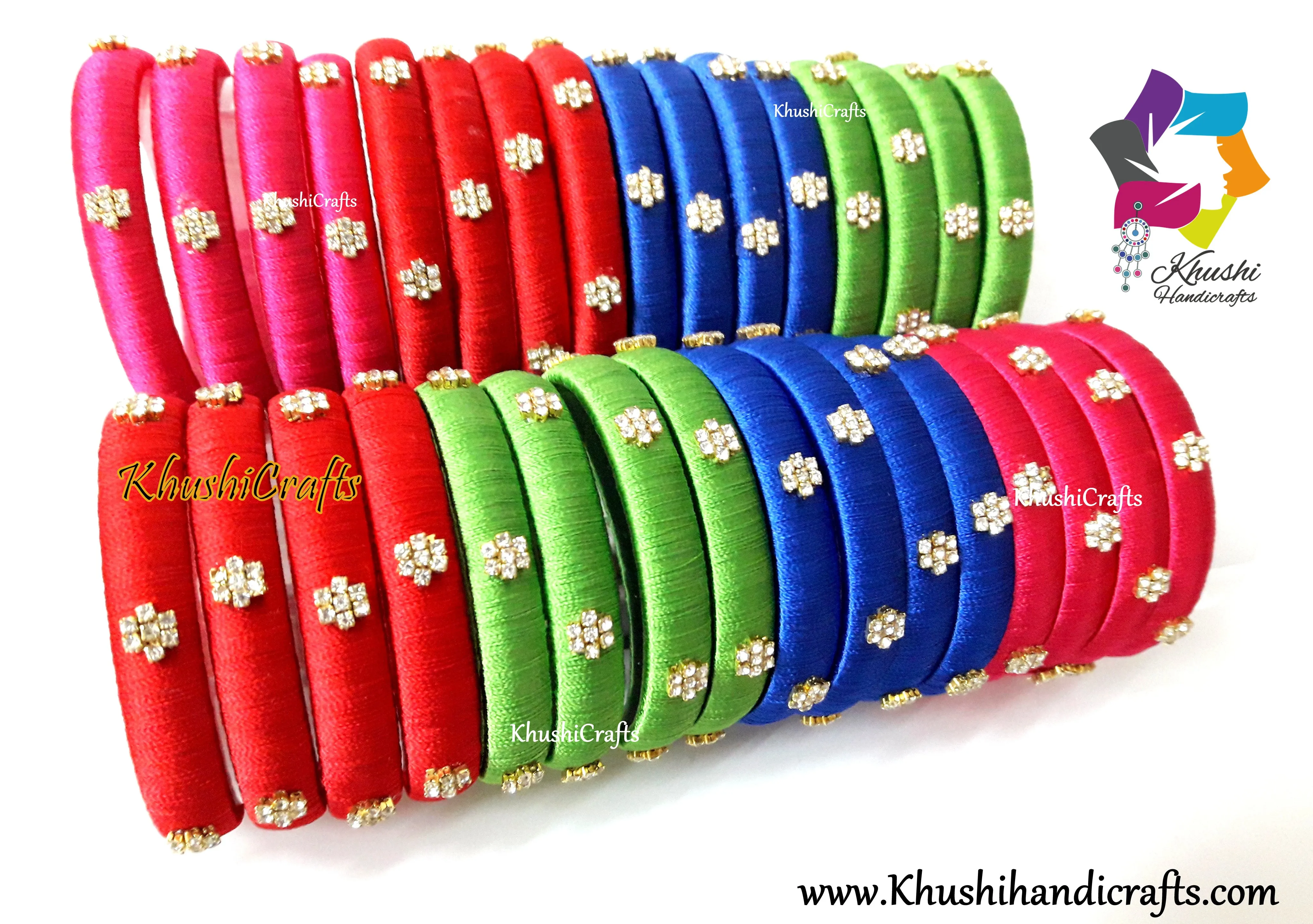 Simple Designer Silk Bangles with stone work!