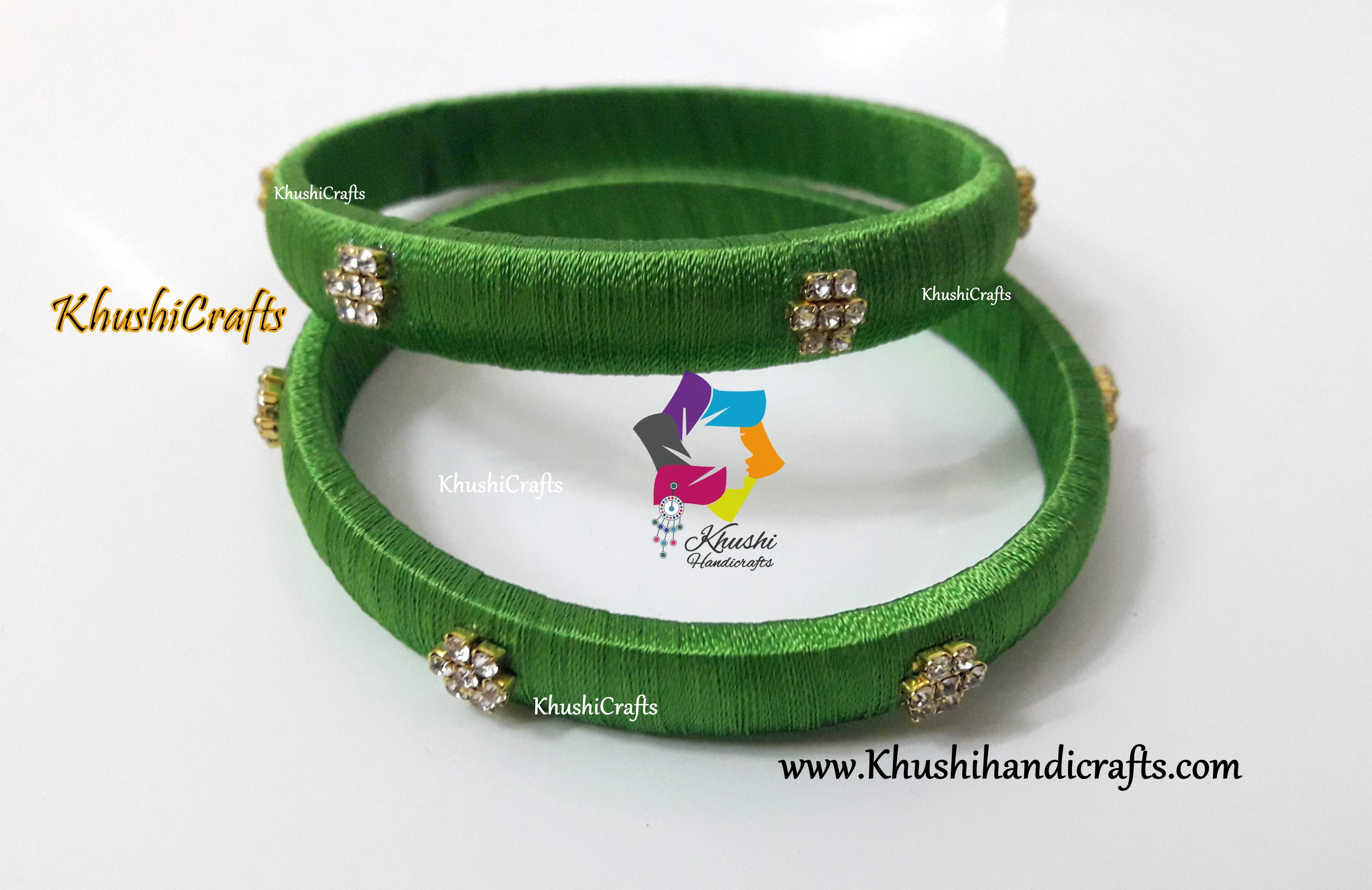 Simple Designer Silk Bangles with stone work!