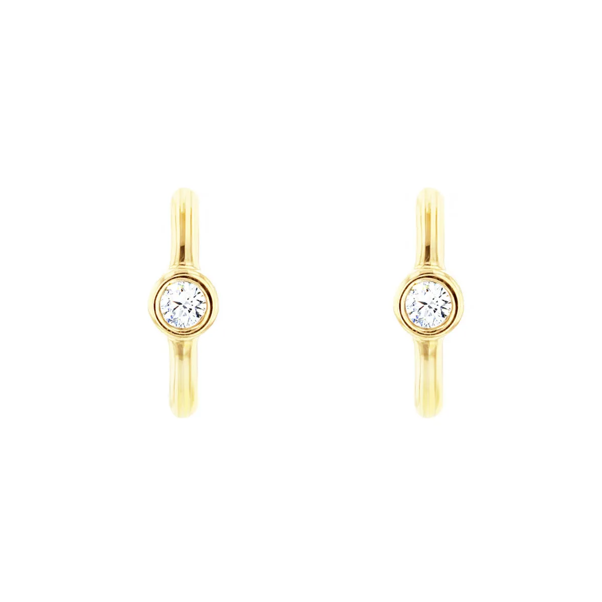 Soleil Collection Diamond Huggie Earrings | 9K Solid Yellow Gold