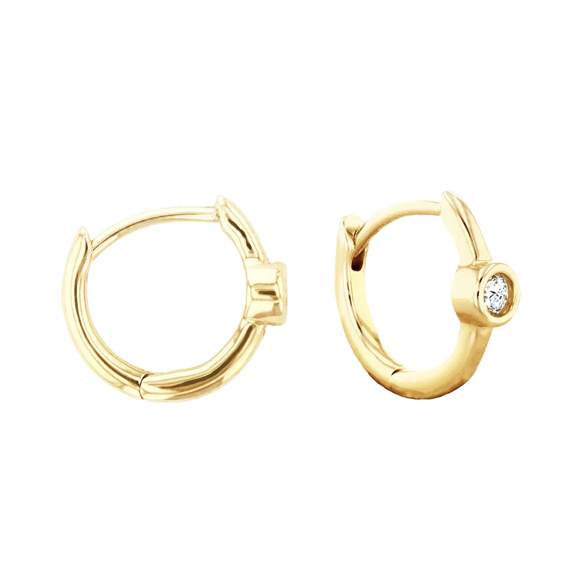 Soleil Collection Diamond Huggie Earrings | 9K Solid Yellow Gold