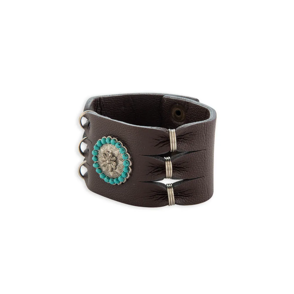 Southwest Bold Leather Cuff Bracelet