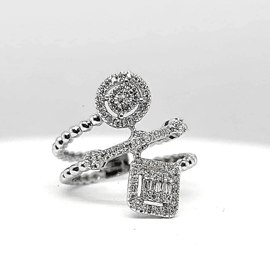 Square Oval Spiral Diamond Ring 14kt