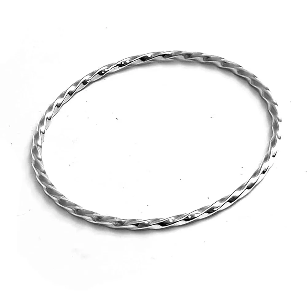 Sterling Silver Bangle Bracelet for Women Elegant Twisted Design