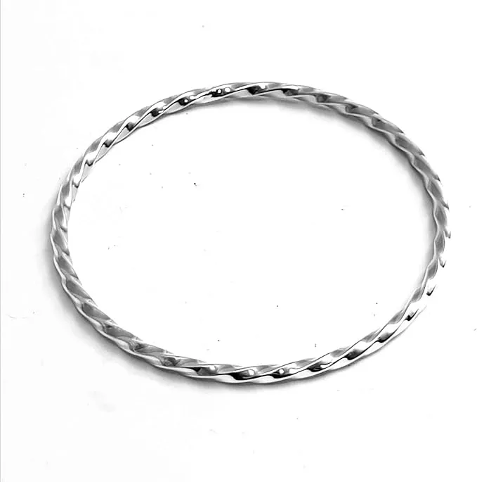 Sterling Silver Bangle Bracelet for Women Elegant Twisted Design