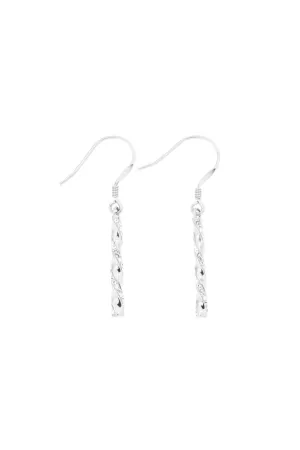 Sterling Silver Crystal Twisted Bar Hook Earrings