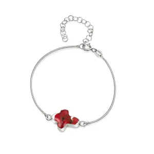 Sterling silver Poppy Cross bracelet handmade with real flowers