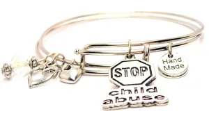 Stop Child Abuse Expandable Bangle Bracelet Set