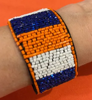 Striped Houston Astros Beaded Cuff Bracelet