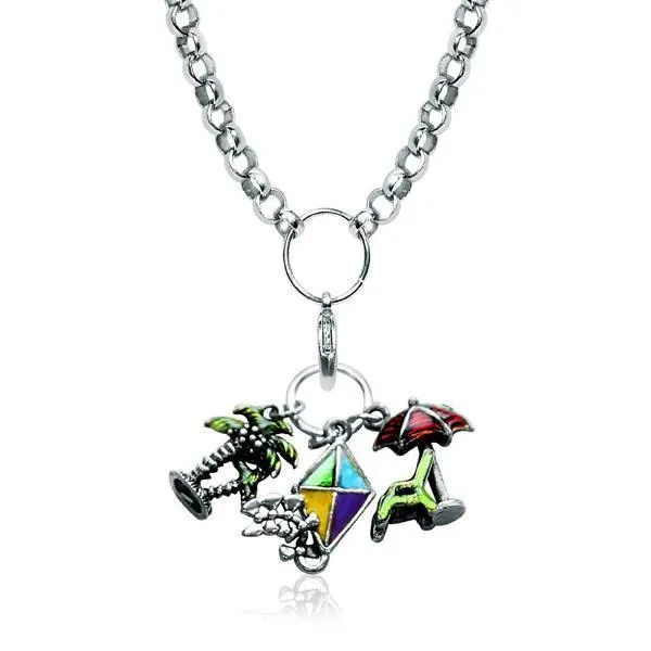 Summer Fun in the Sun Charm Necklace in Silver