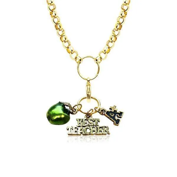 Teacher Charm Necklace in Gold