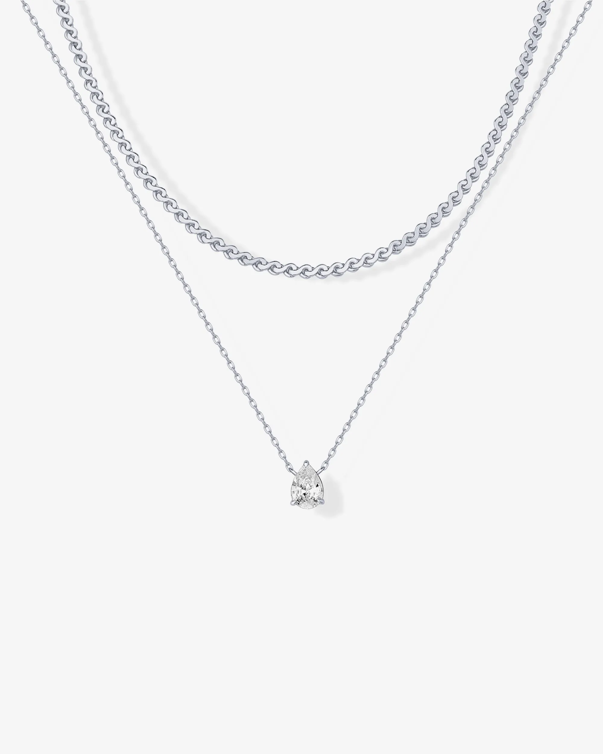 Teardrop Solitaire Layered Necklace Set