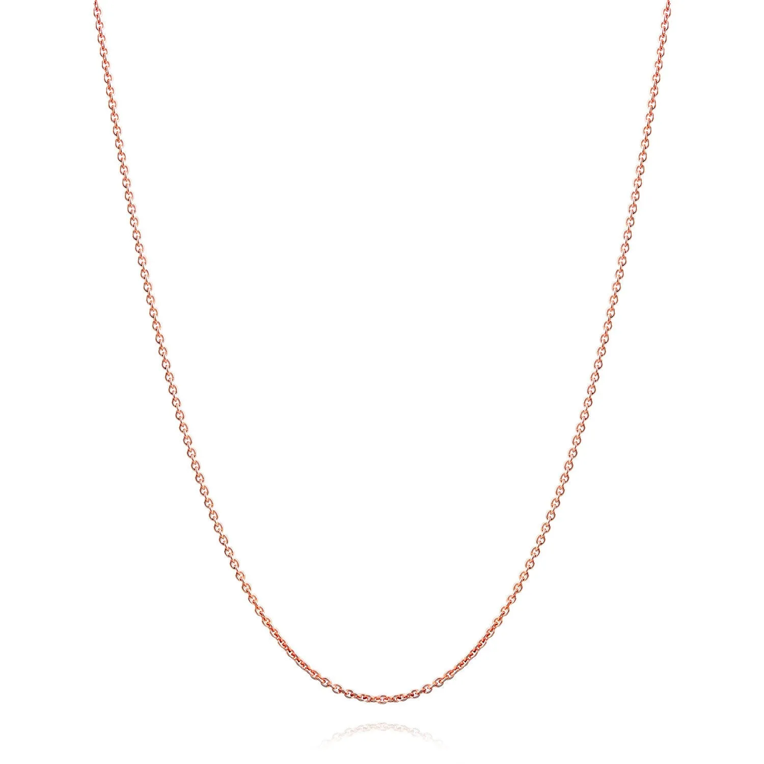 Thin Rolo Chain Necklace Rose Gold Plated Sterling Silver Made in Italy 16-24 Inch