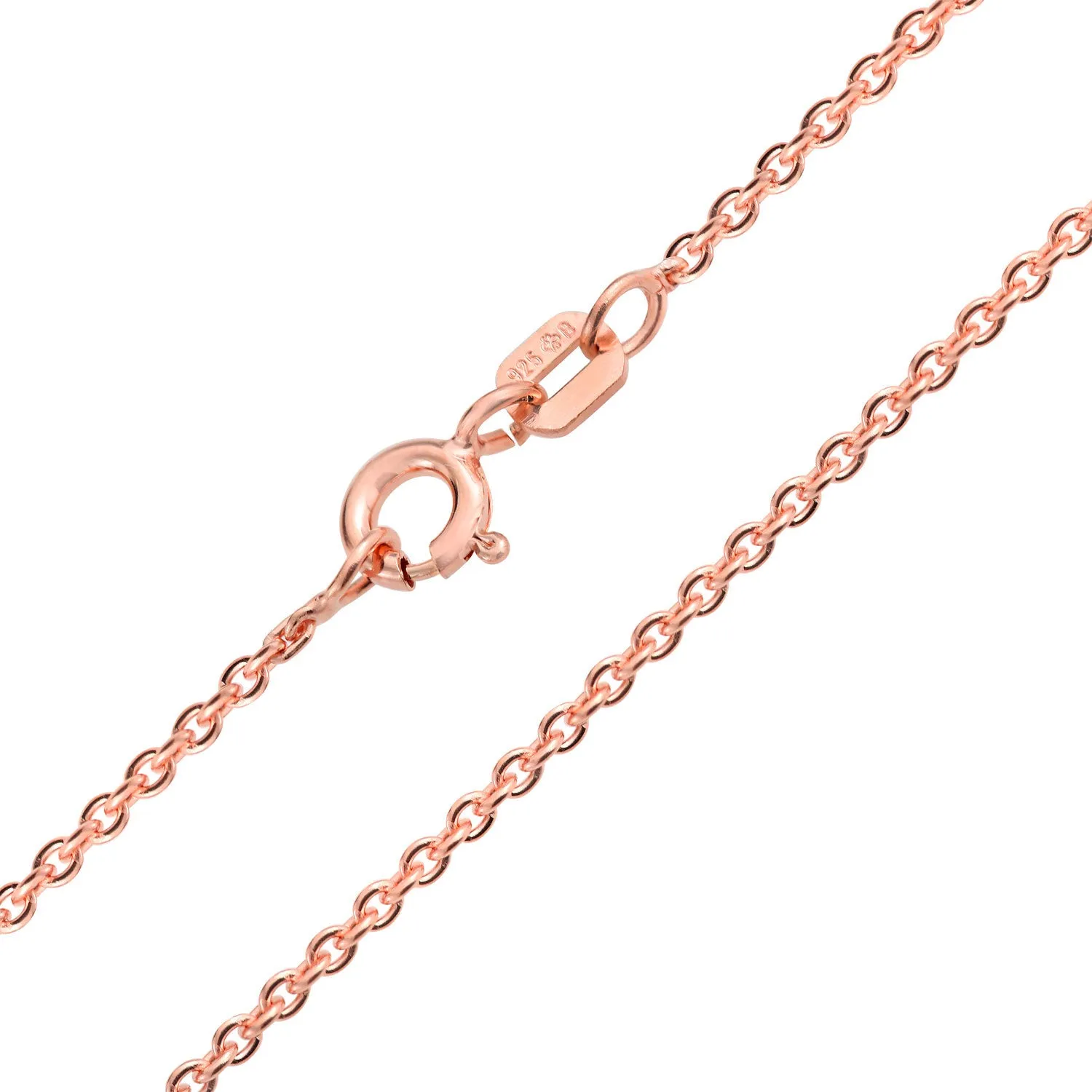 Thin Rolo Chain Necklace Rose Gold Plated Sterling Silver Made in Italy 16-24 Inch