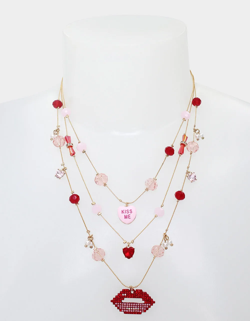 THINK PINK LIP ILLUSION NECKLACE RED