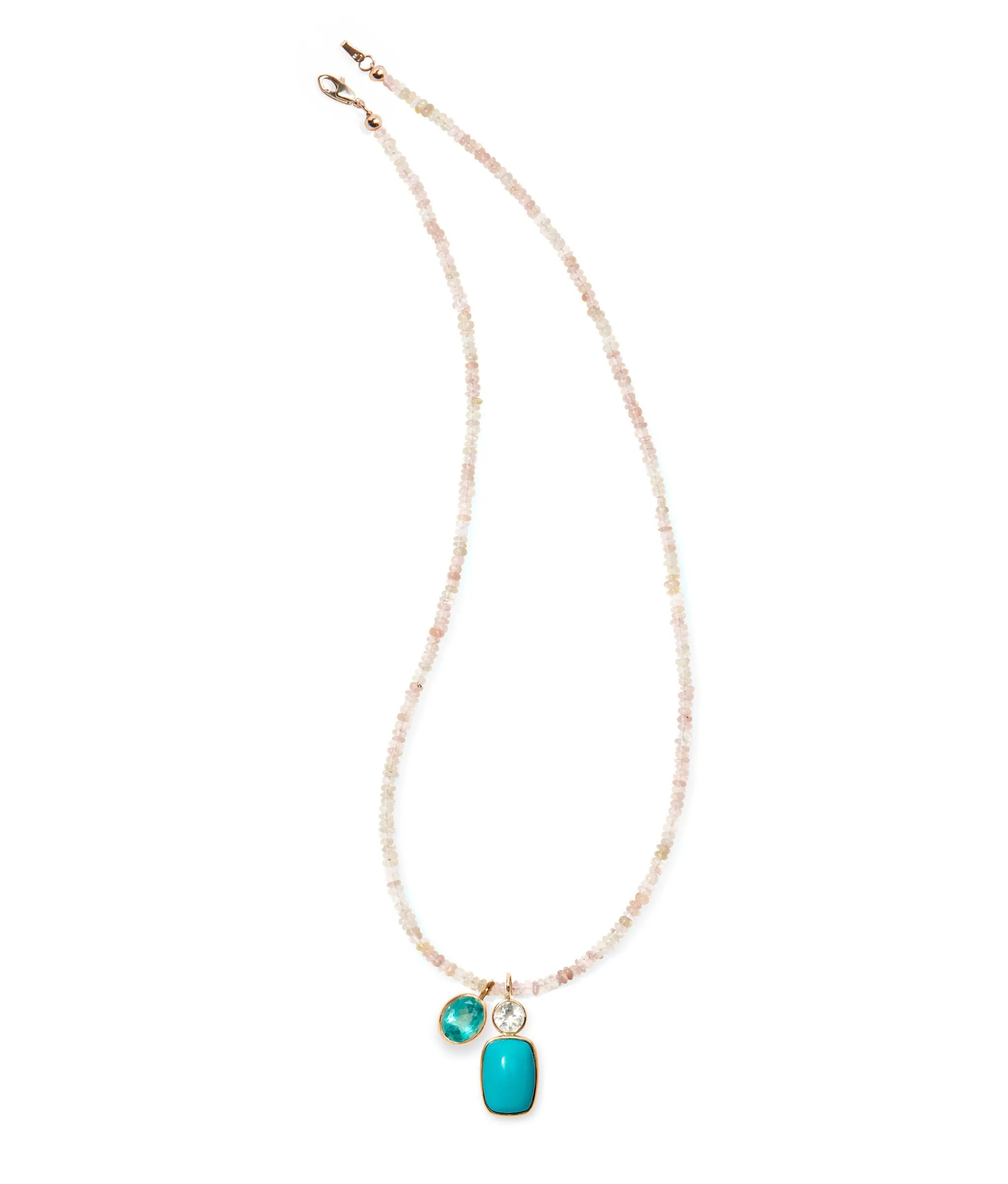 Tiny Beaded 14k Gold Necklace in White Opal