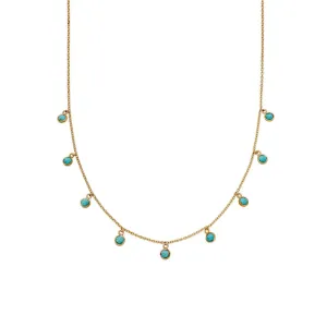 Turquoise Charm Necklace 18ct Gold Plate