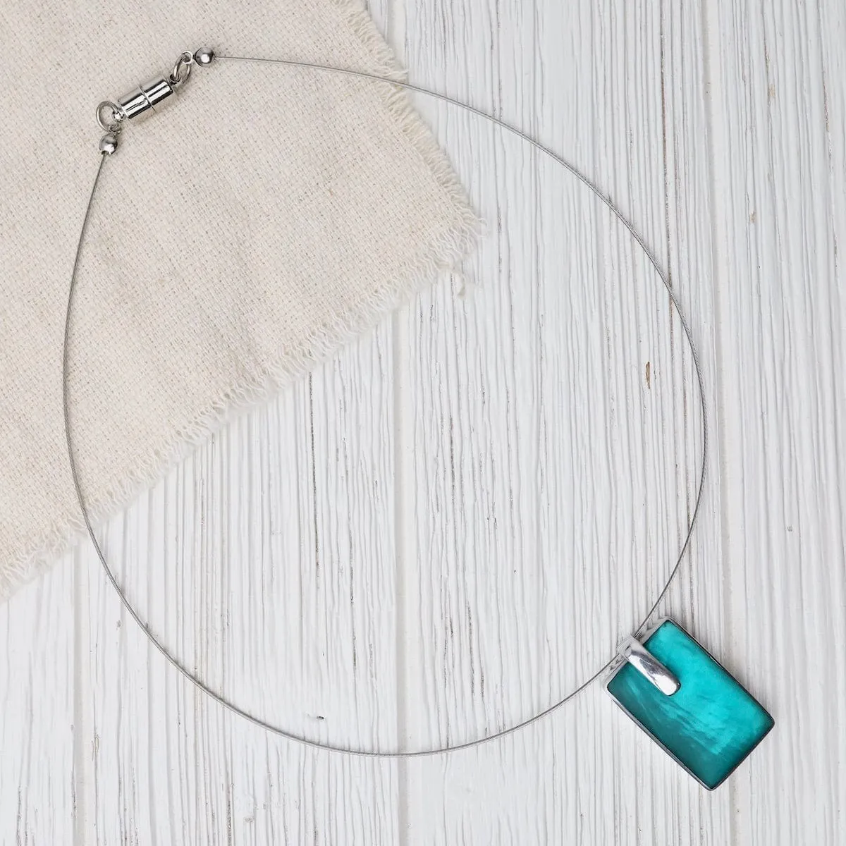 Turquoise Rectangle Pendant Necklace