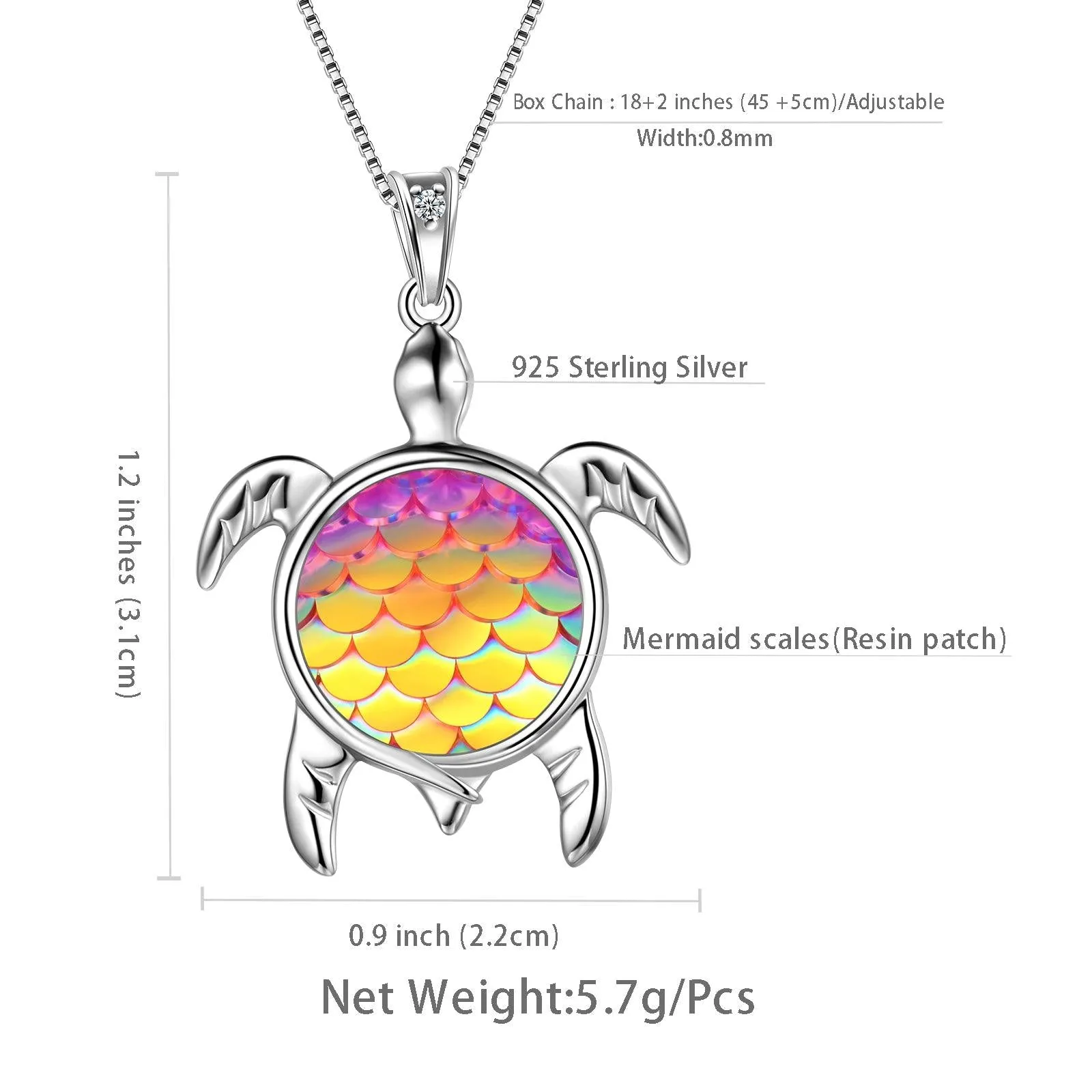 Turtle Pendant Charm Necklace Gradient Yellow Women Girls Jewelry Birthday Gift