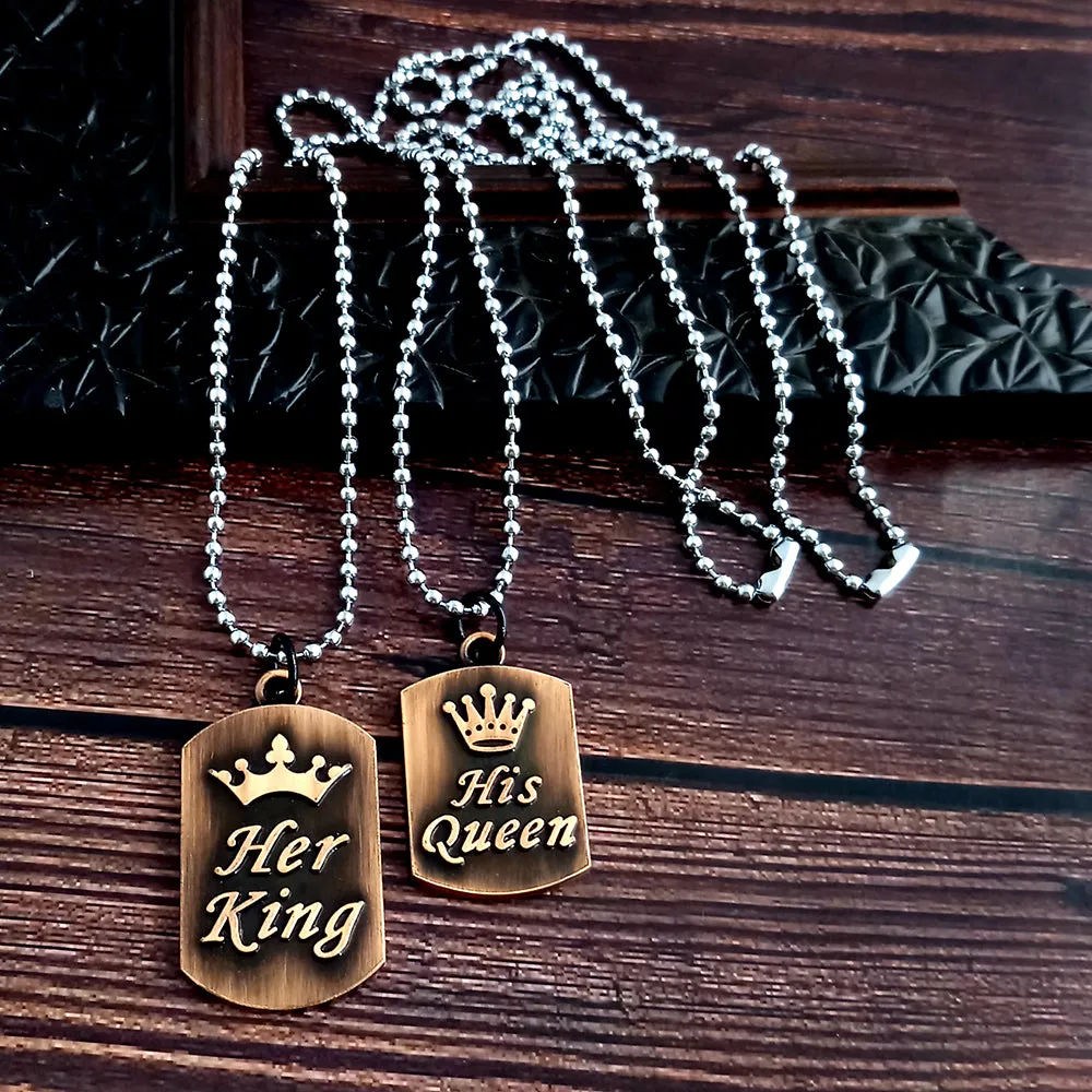 Urbana His Queen Her King Stylish Chain Pendant Combo-1004373