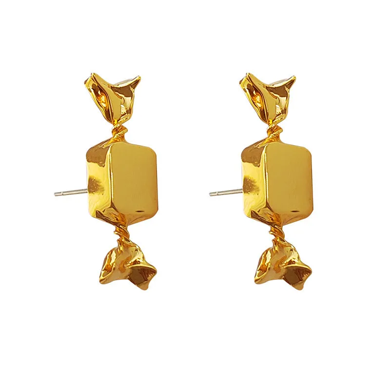 VAIGE Chic Geometric Gold and Candy Metal Stud Earrings