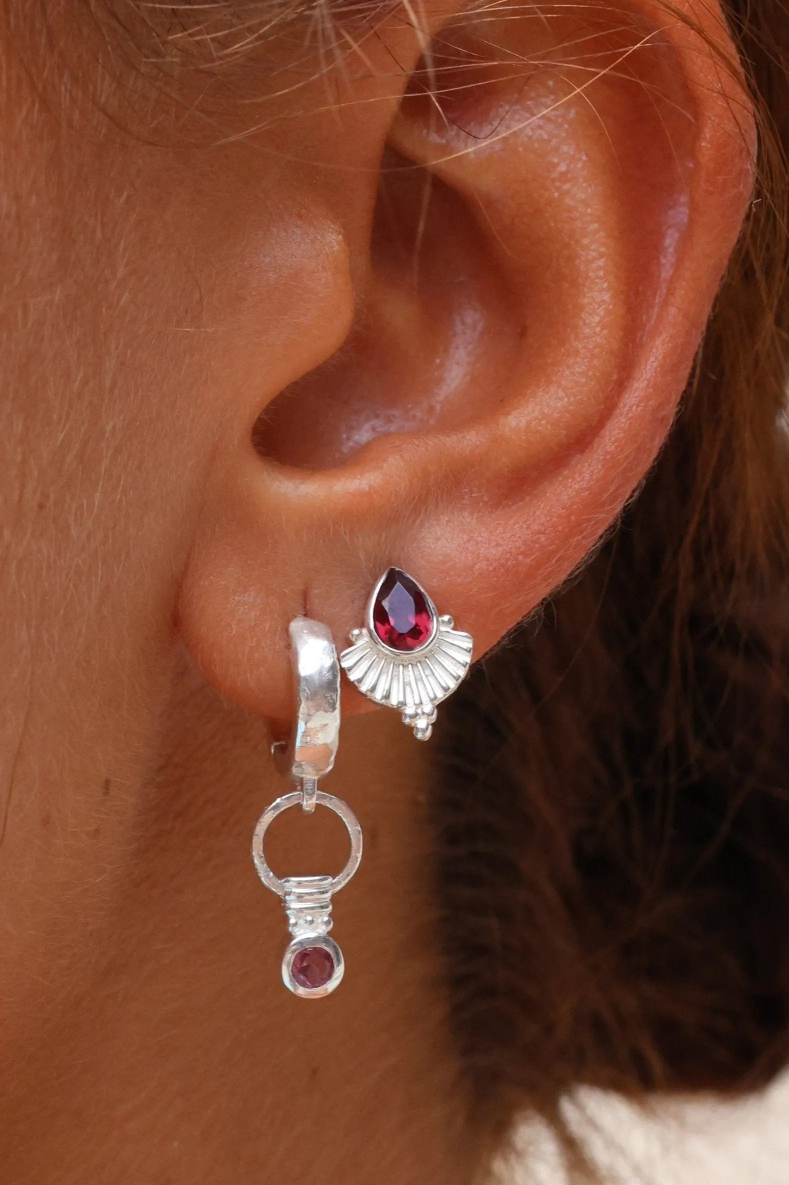 Venus Rhodolite Silver Earrings