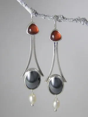 Vintage Gemstone Pearl Earrings Ethnic Jewelry MMi24