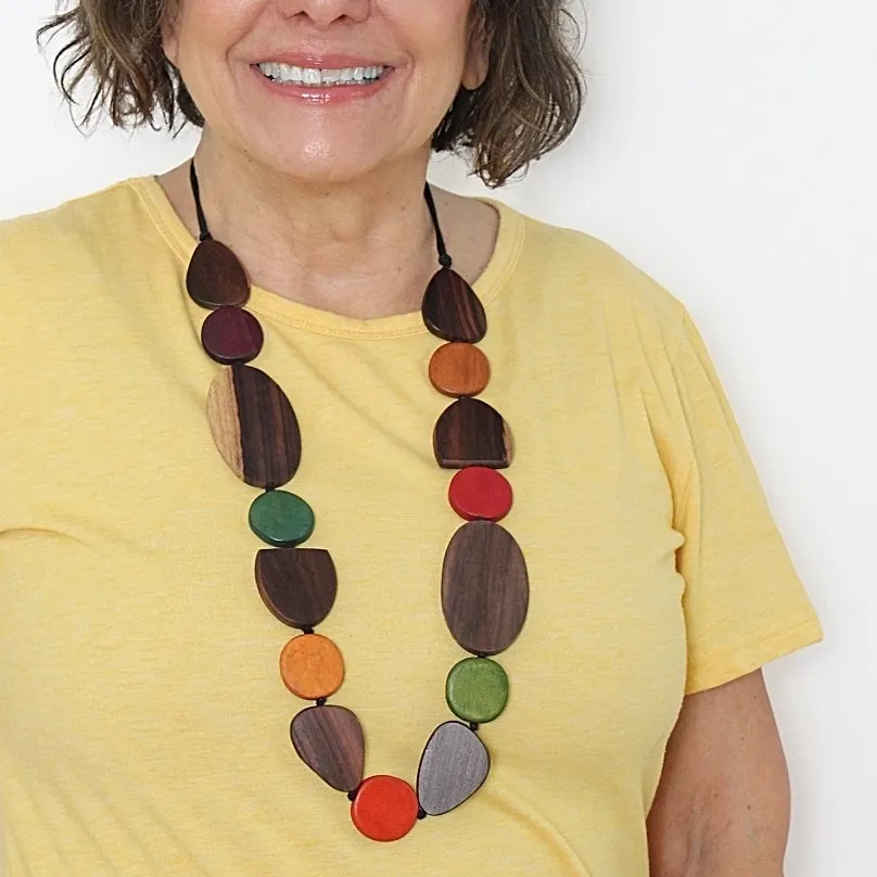 Wood Multi Color Noel Necklace