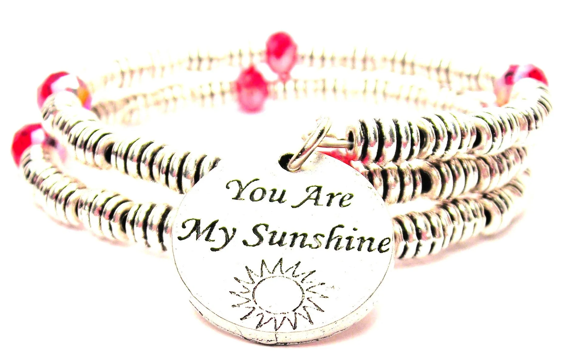 You Are My Sunshine Curly Coil Wrap Style Bangle Bracelet