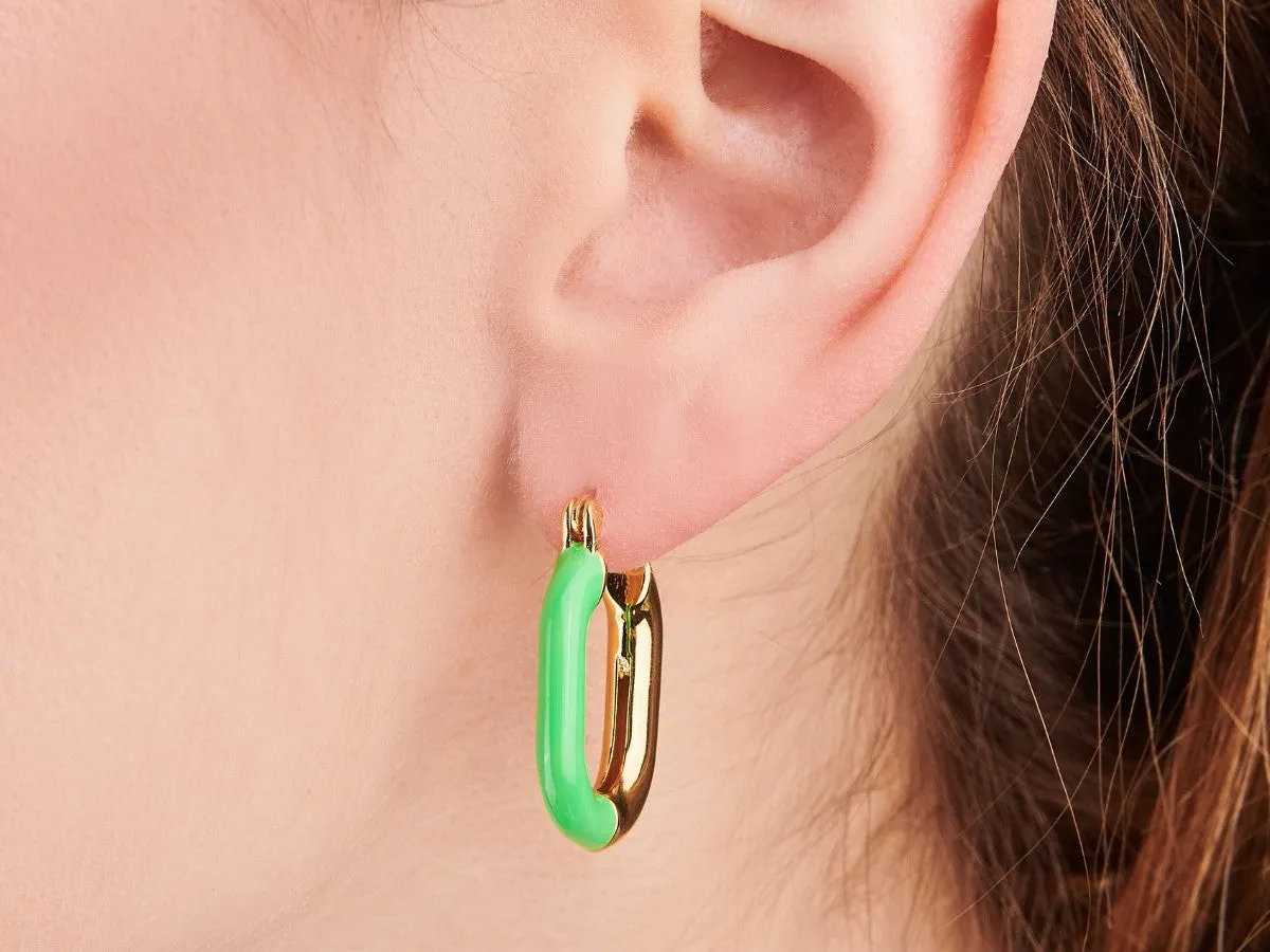 Zoey Green Enamel Hoops