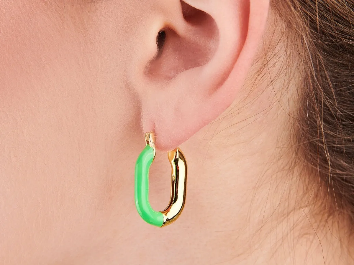 Zoey Green Enamel Hoops