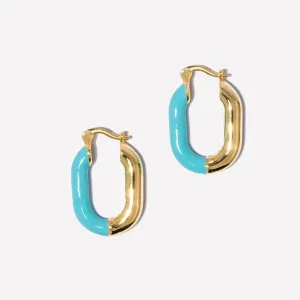 Zoey Turquoise Enamel Hoops